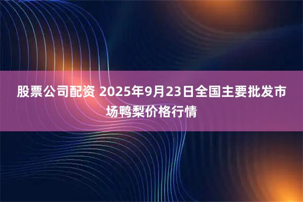 股票公司配资 2025年9月23日全国主要批发市场鸭梨价格行情